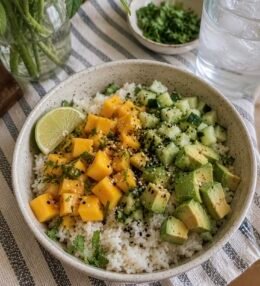 Bowl Fresco de Mango, Arroz y Aguacate