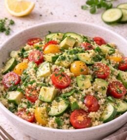 Ensalada Tibia de Quinoa, Aguacate y Limón
