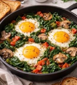 Huevos al Sartén con Verduras y Tostadas