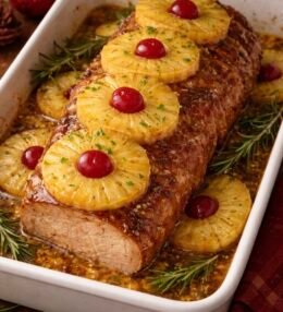 Lomo de Cerdo Navideño Glaseado con Piña