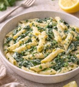 Pasta Cremosa de Espinaca y Limón
