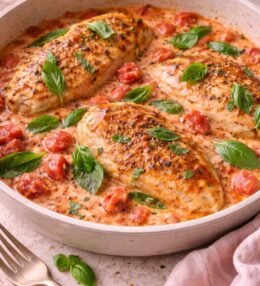 Pollo en Salsa Cremosa de Tomate y Albahaca
