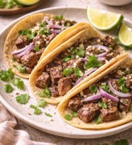 Tacos de Bistec con Limón y Cilantro